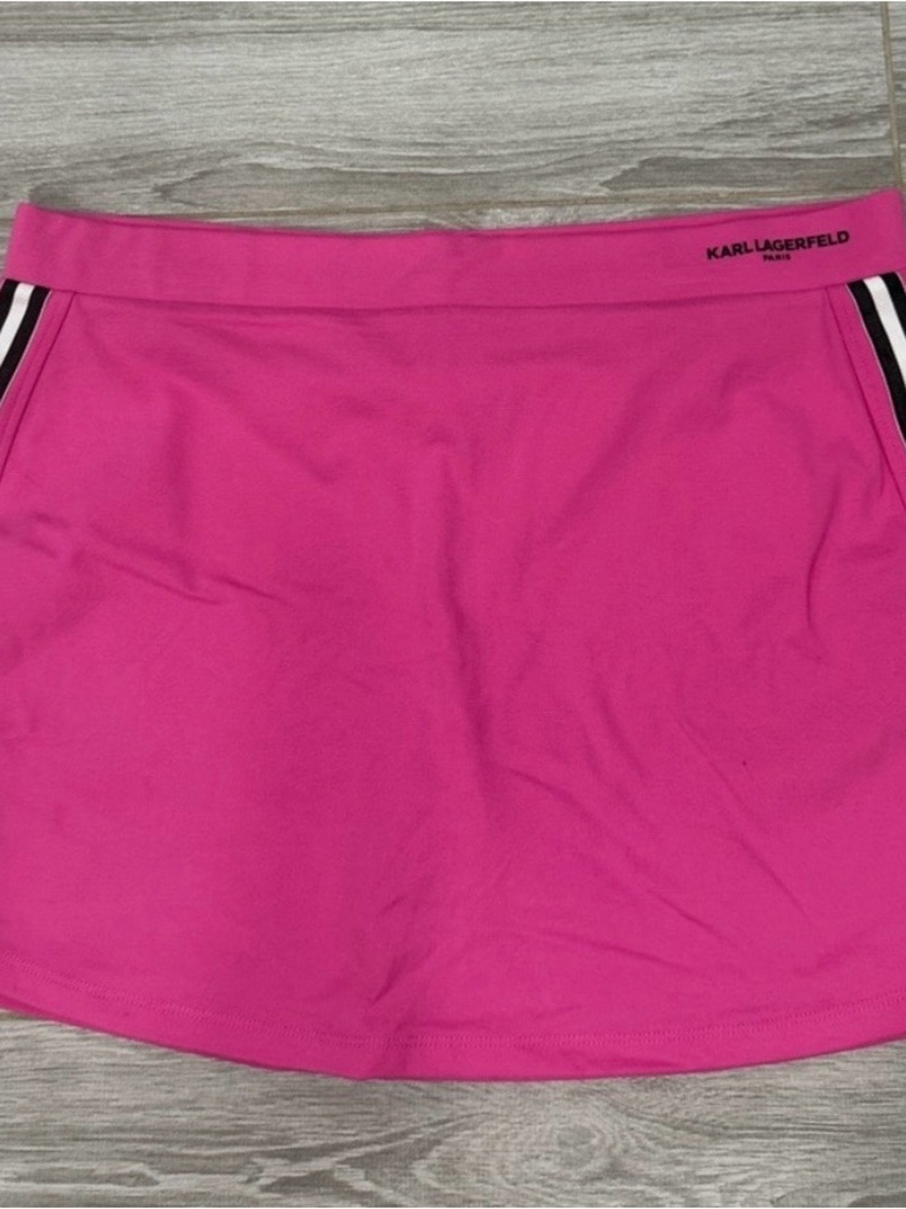 Karl Lagerfeld Fuchsia Athletic Skort with Black & White Side Stripes